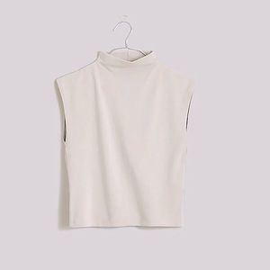 Madewell Funnelneck Crop Muscle Tee Weathered Contrete (Grey) M (6-8) NWT